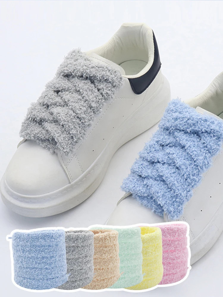 Shoe Parts Accessories 1 Pair Plush Sneakers Shoelaces Shoes Laces For Unisex Flat Strings 231128