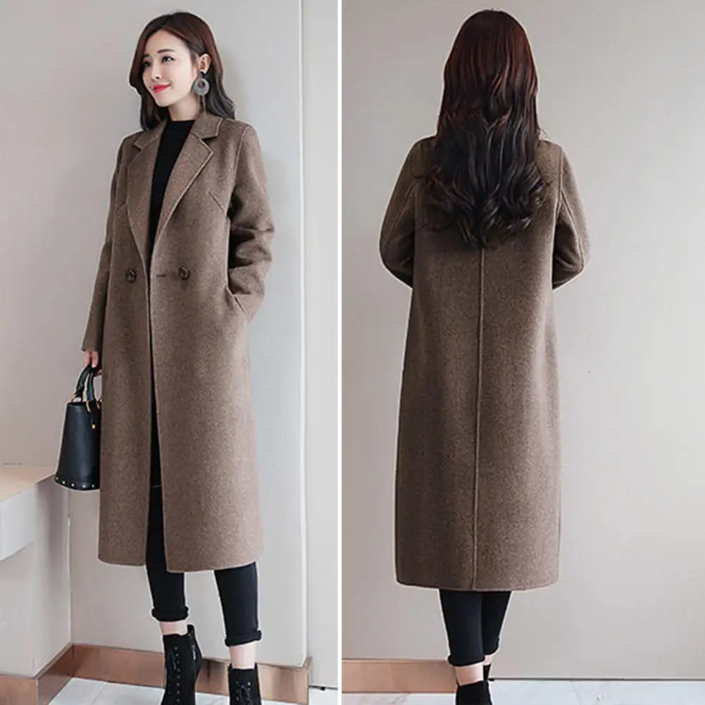 Women's Wool Blends Winter Coat Trendy Midi Length Lady Coat Anti-wrinkle Lady Coat Notch Collar Winter Overcoat for Shopping 231128