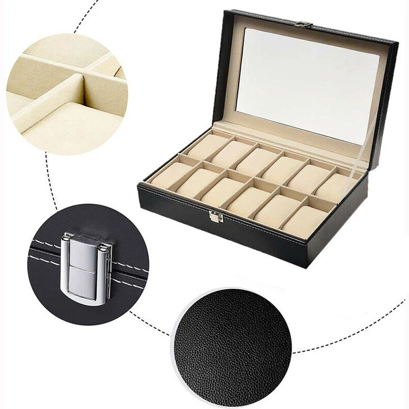 Watch Boxes Cases 61012 20 Slots Wrist Watch Box Watch Holder Storage Case Organizer PU Leather Watch Display Box regalos para hombre 231128