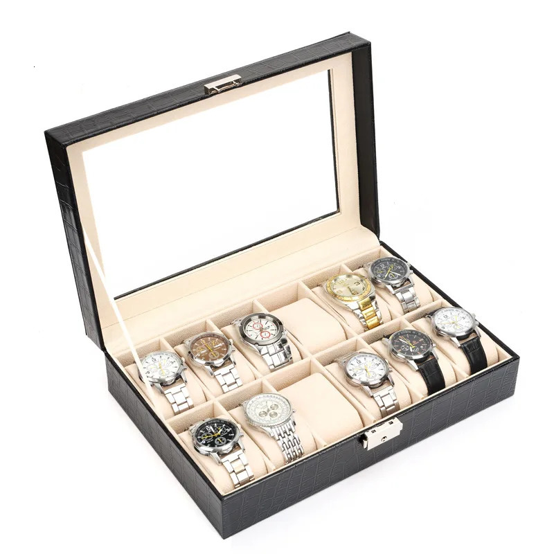Watch Boxes Cases 61012 20 Slots Wrist Watch Box Watch Holder Storage Case Organizer PU Leather Watch Display Box regalos para hombre 231128