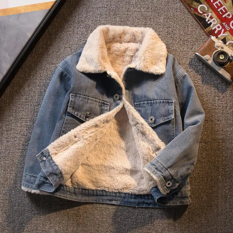 Down Coat TEEN Boys Girls Denim 2023 Autumn Winter Casual Children Outwear Thickened Warm Cartoon Cowboy Jacket for Kids Clothes Tops 231128