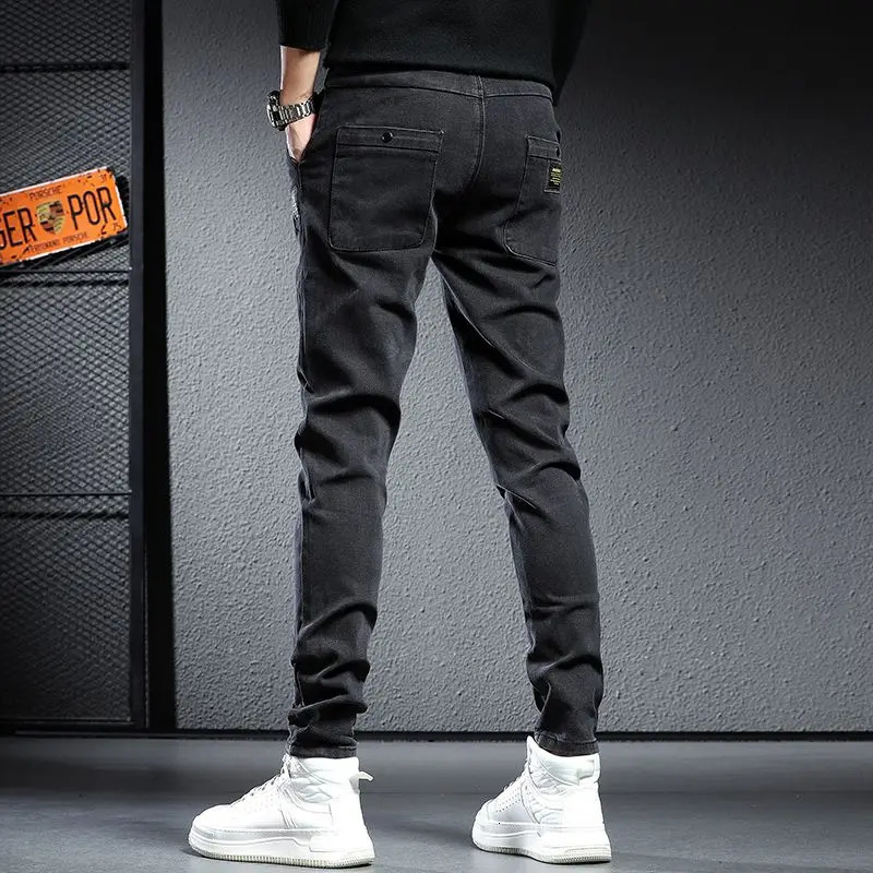 Men's Pants Autumn Winter High-end Fleece Plush Wool Streetwear Men's Clothing Casual Pants Men Elastic Waist and Full Length Joggers Jeans 