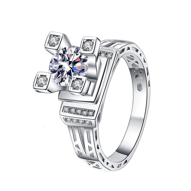 Wedding Rings SEMNI 10ct Eiffel Tower For Women Men Sparkling Lab Diamond 925 Sterling Silver Fine Jewelry Love Anillos 231128