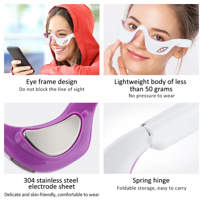 Eye Massager EMS Micro Current Pulse Eye Massager Heating Relieves Eye Fatigue Fades Dark Circle Anti Wrinkle Eye Care Beauty Eye Device 231128