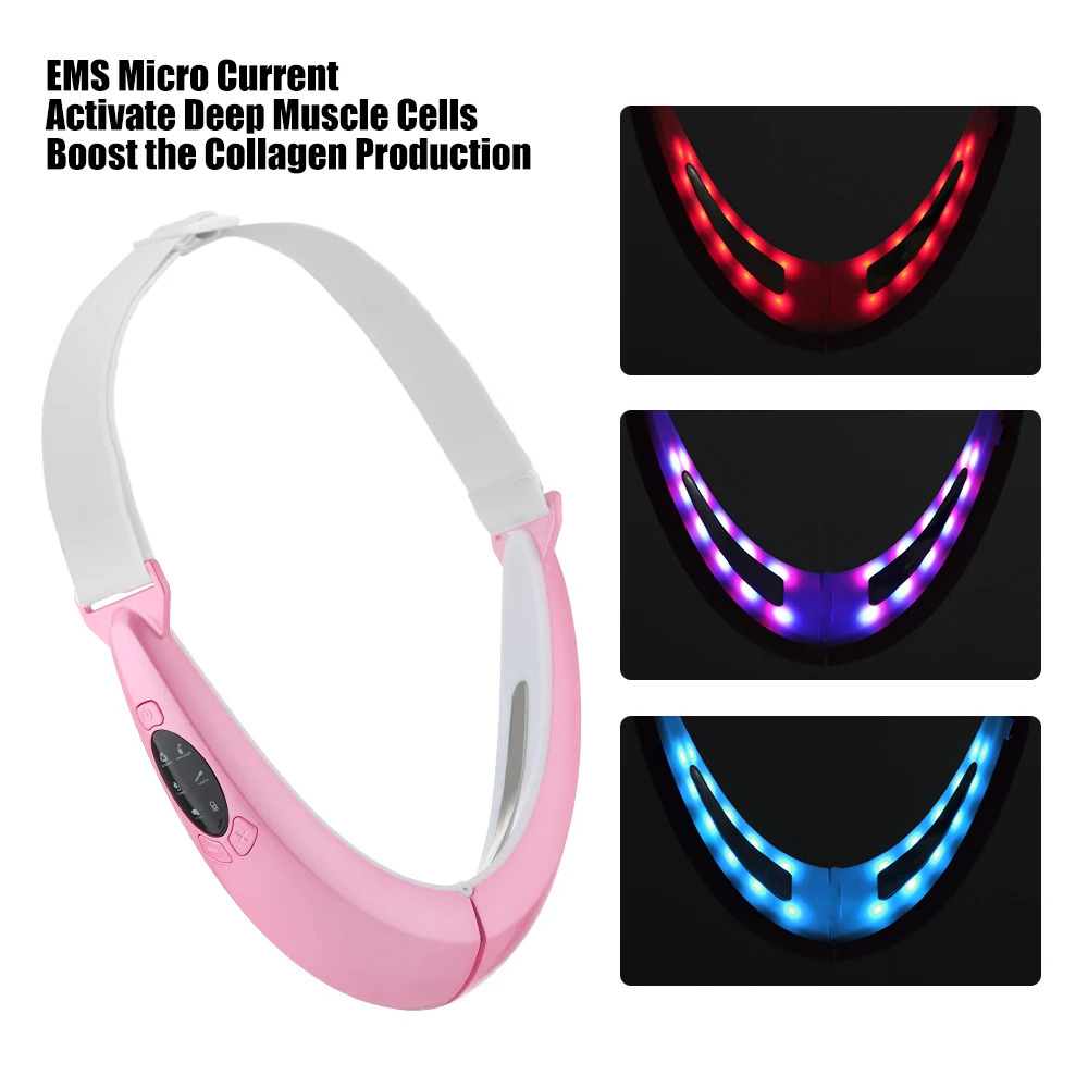 Face Care Devices EMS Lifting Device LED Pon Therapy Face Slimming Vibration Massager Double Chin V Line Lift Belt Cellulite Jaw Device 231128