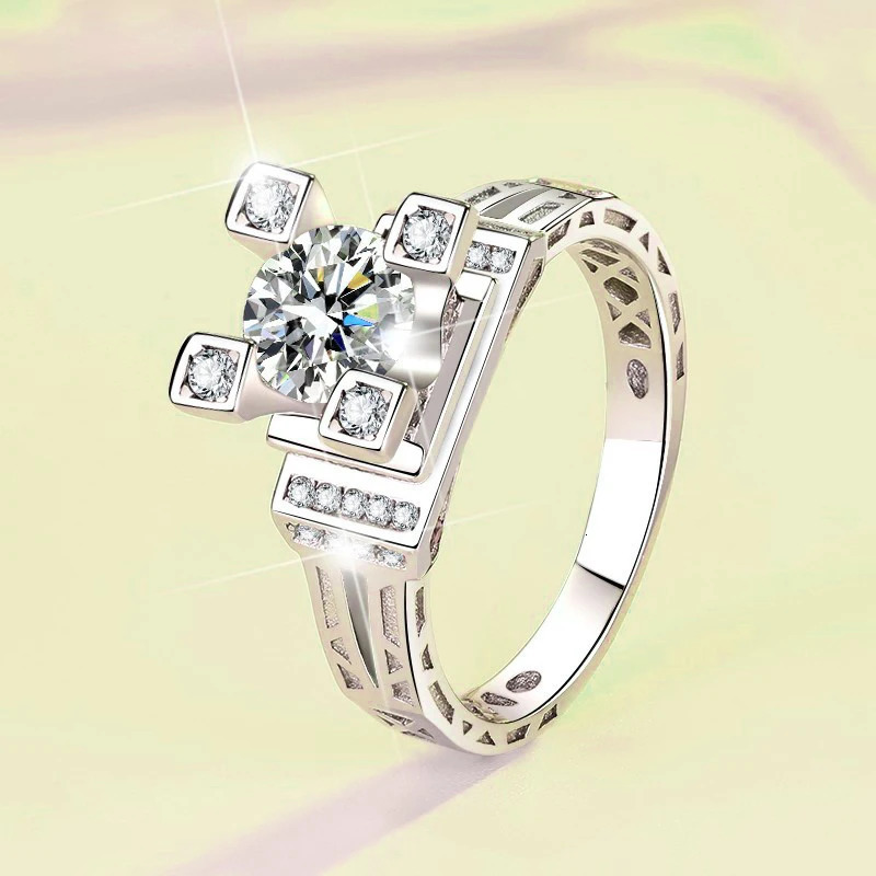 Wedding Rings SEMNI 10ct Eiffel Tower For Women Men Sparkling Lab Diamond 925 Sterling Silver Fine Jewelry Love Anillos 231128