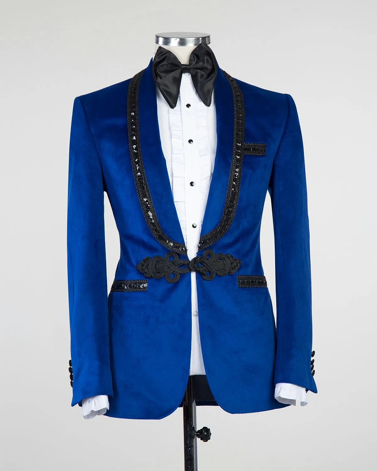 Royal Blue Velvet Wedding Tuxedos Slim Fit Mens Suits Sequined Shawl Lapel Blazers Knot Button Formal Suit Only Jacket