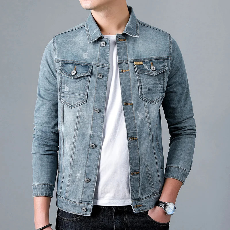 Men's Jackets Jacket Men's Casual Cotton Black Denim Jaqueta Jeans Masculina Slim Washed Retro Classic Blue Jeans Coat Male Men Clothing 231