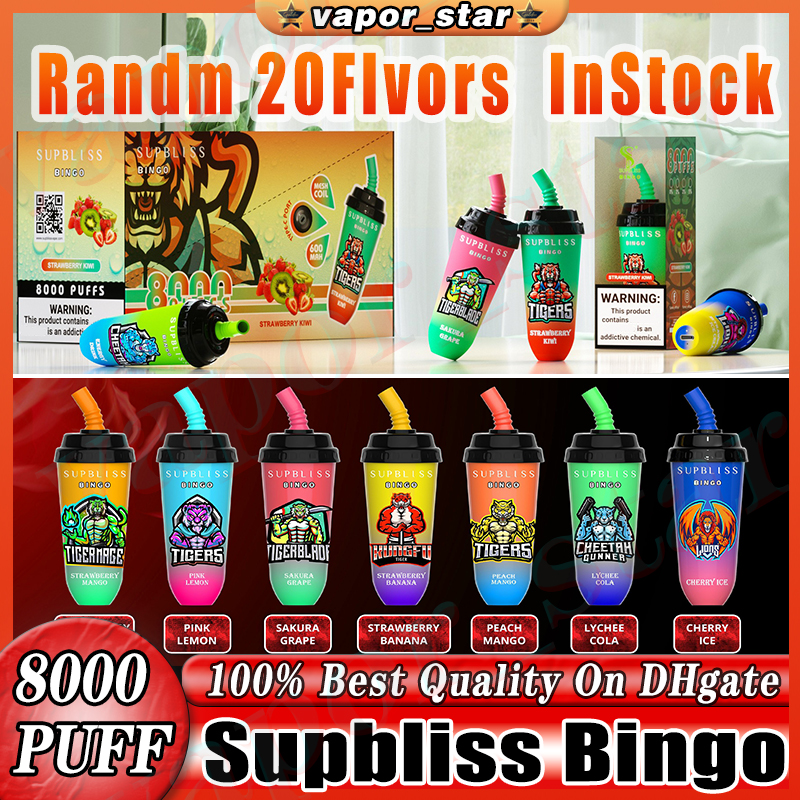 Original RandM Supbliss Bingo 8000 Puffs Disposable Vape 8000 puff 20 Flavor Milktea Cup 16ml 650mAh Rechargeable Battery Type-c Cartridges Mesh Coil E Cigarettes 2% 5%
Original RandM Supbliss Bingo 8000 Puffs Disposable Vape 8000 puff 20 Flavor Milktea Cup 16ml 650mAh Rechargeable Battery Type-c Cartridges Mesh Coil E Cigarettes 2% 5%