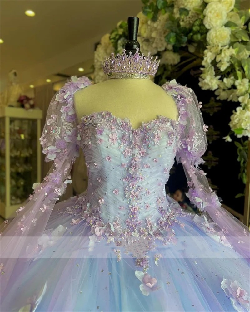 with 2024 Princess Quinceanera Detachable Sleeves Bow Flower Appliques Ball Gown Sweet 16 Dresses Lace-up Custom