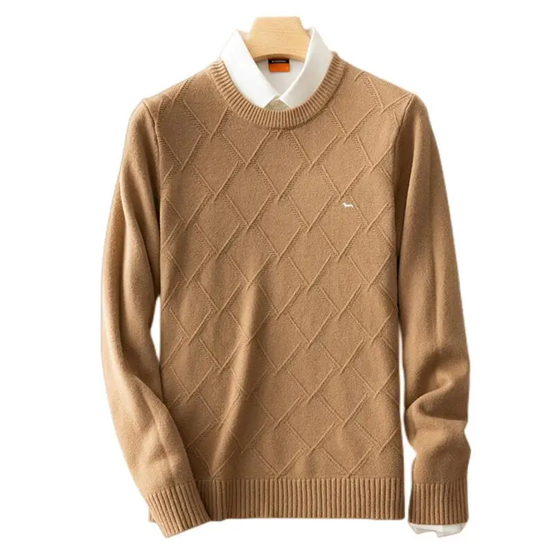 Men's Sweaters Men Autumn Casual Sweater Pullovers Long Sleeve Embroidery Harmont ONeck Solid Blaine Business Slim Fit 231128
