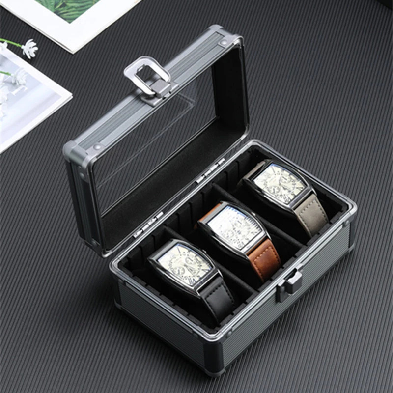 Watch Boxes Cases 1/3/5 Slots Aluminum Suitcase Case Display Storage Box Watch Storage Box Case Watch Bracket Clock Watch Clock Box Tool Box 231128