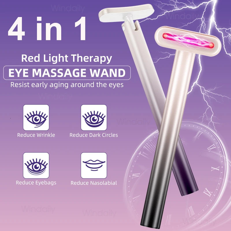 Face Care Devices 4 in 1 Wand EMS Microcurrent Vibration Warm Red Light Face Lifting Machine Skin Tightening Device Neck Eye Massager Tools 231128