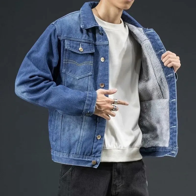 Men's Jackets Winter Men's Denim Jacket Padded Thicker Warm Jacket Top 231129