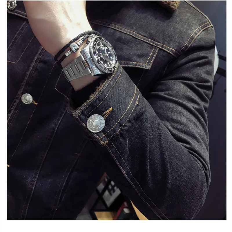 Men's Jackets Autunm And Winter Men's lamb velvet light denim jacket slim jacket Denim Jacket Velvet Jean Coat Mens Casual Denim Outwear 231