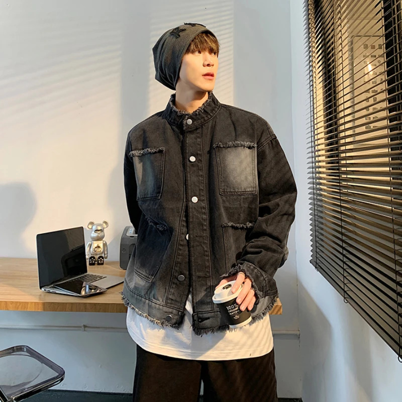 Men's Jackets Denim Jackets Men Spliced Washed Y2k Clothes Vintage Streetwear Unisex S-3XL Teens Fashion Clothing Gradient Chaquetas All-match 23