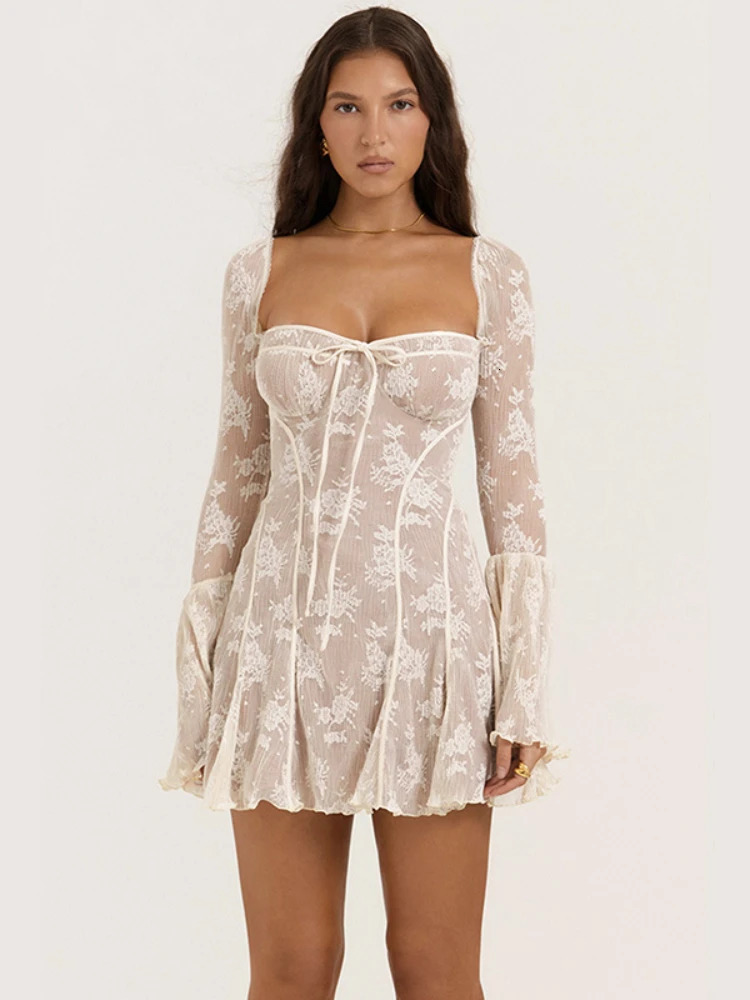 Basic Casual Dresses Women Autumn Winter Short Mini Dress Elegant Fashion Office Lady Pullover Streetwear Boat Neck Package Hip Laceup Skirt 231129