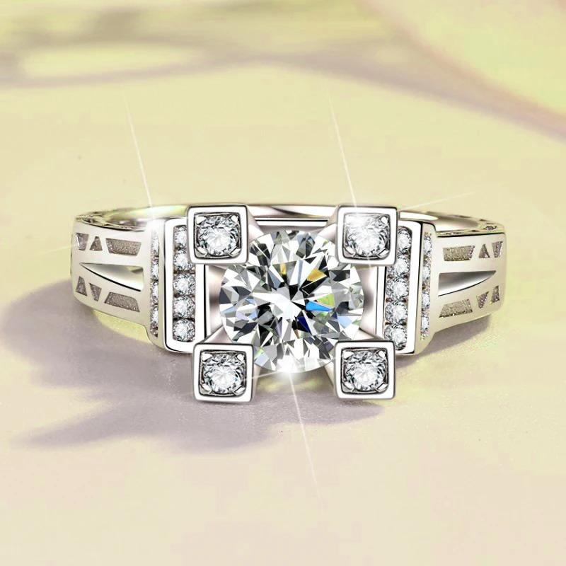 Wedding Rings SEMNI 10ct Eiffel Tower For Women Men Sparkling Lab Diamond 925 Sterling Silver Fine Jewelry Love Anillos 231128