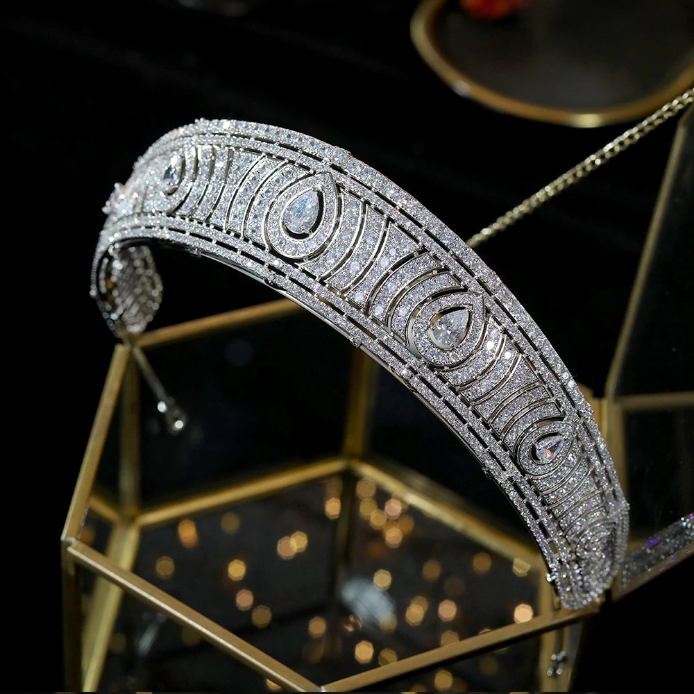 Wedding Hair Jewelry ASNORA European Classic Cubic Zirconia Tiara Royal Princess Wedding Headpiece Bridal Tiaras And Crowns Wedding Hair Accessories 2