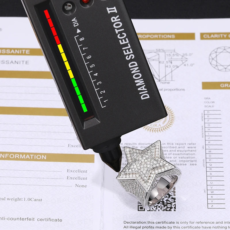 Wedding Rings Fine Jewelry VVS1 With Certificate Star For Men 925 Sterling Silver Hip Hop 231129