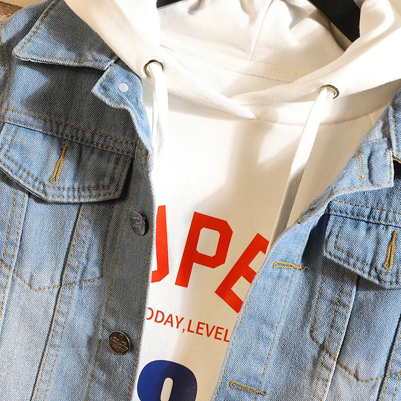 Men's Jackets Bomber Thin Ripped Male Cowboy Denim Jacket Trendy Fashion Jeans Spring Autumn Mens jackets drop top coat 231129