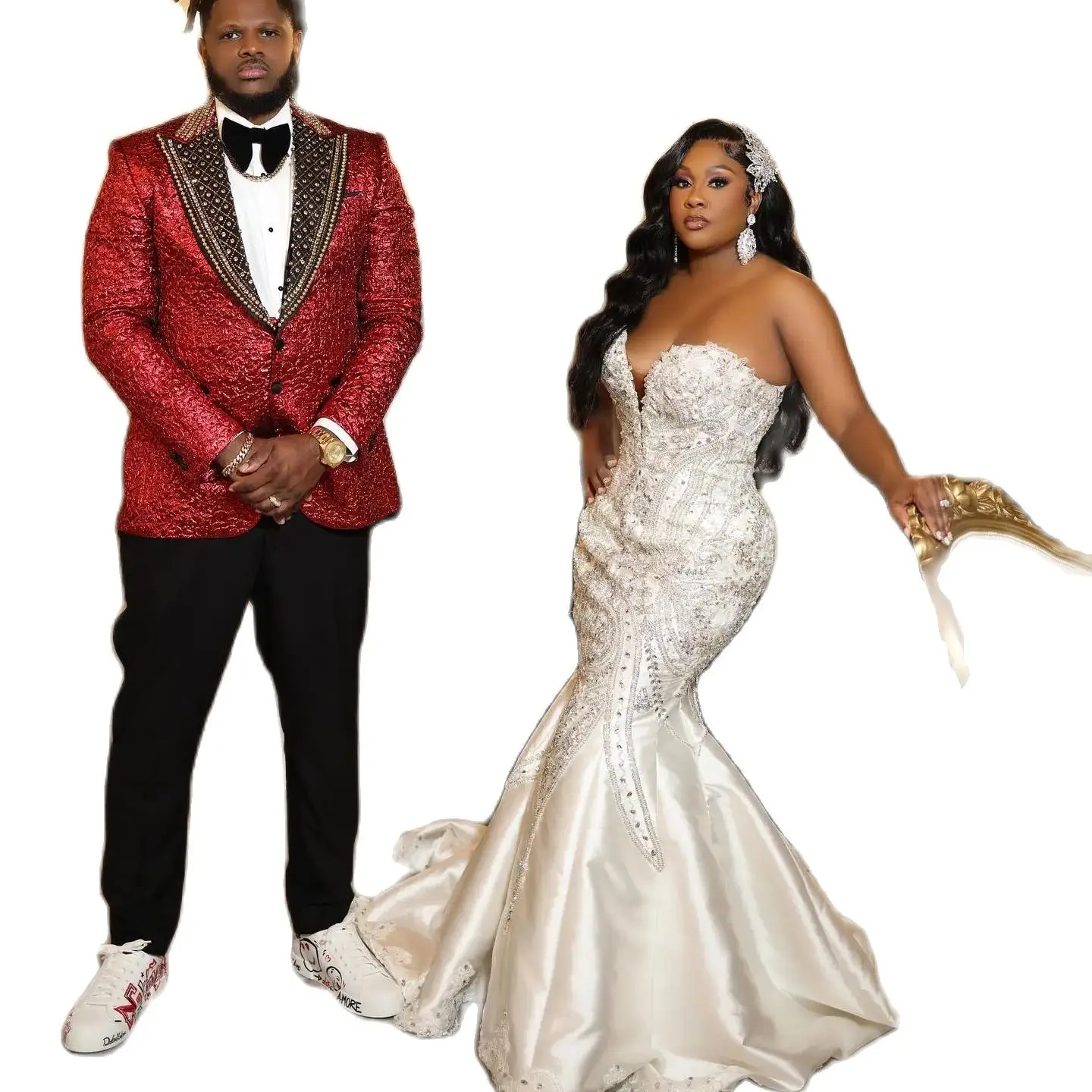 Elegant Beading Lace Mermaid Wedding Dress Off Shoulder Sequined Wedding Gowns Ruffles Train Bridal Dress Vestidos De Novia