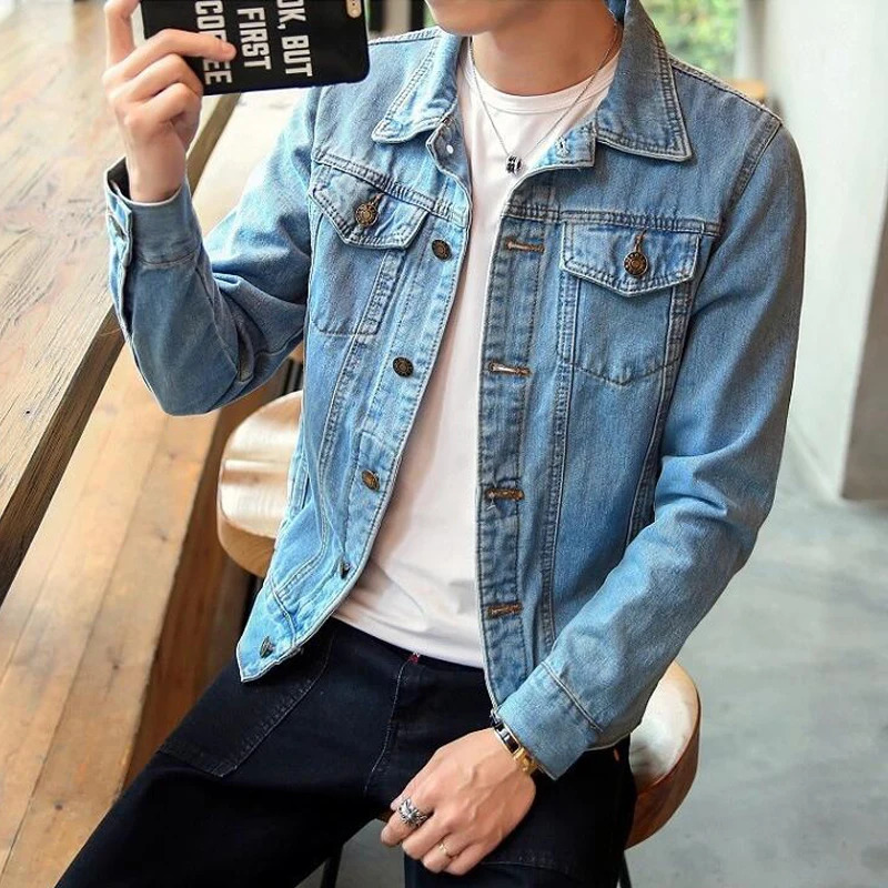 Men's Jackets Cotton Denim Jacket Men Casual Solid Color Lapel Single Breasted Jeans Jackets Young Fashion Slim Fit Hole Street Clothing 5XL 2311