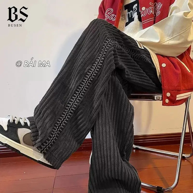 Men's Pants Corduroy pants men's autumn and winter loose straight floor-length mopping pants trendy versatile casual trousers y2k pants emo 