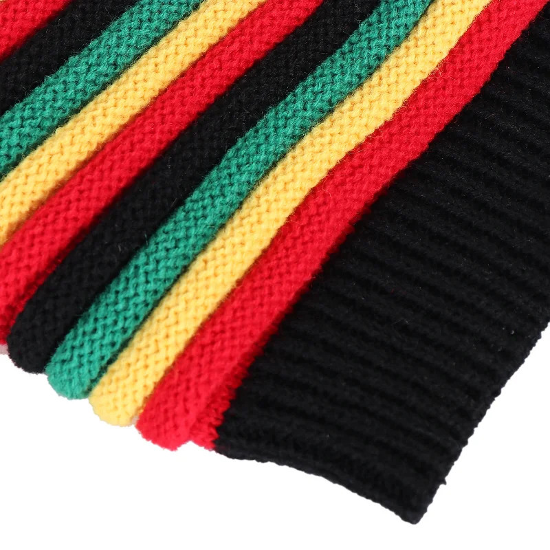 Beanie/Skull Caps KepaHoo Knitted Beanie CapJamaica Rainbow Striped Beanies Hats Winter Warm Hip Hop Punk Reggae Skull Hat Rasta Style Gorro 231128