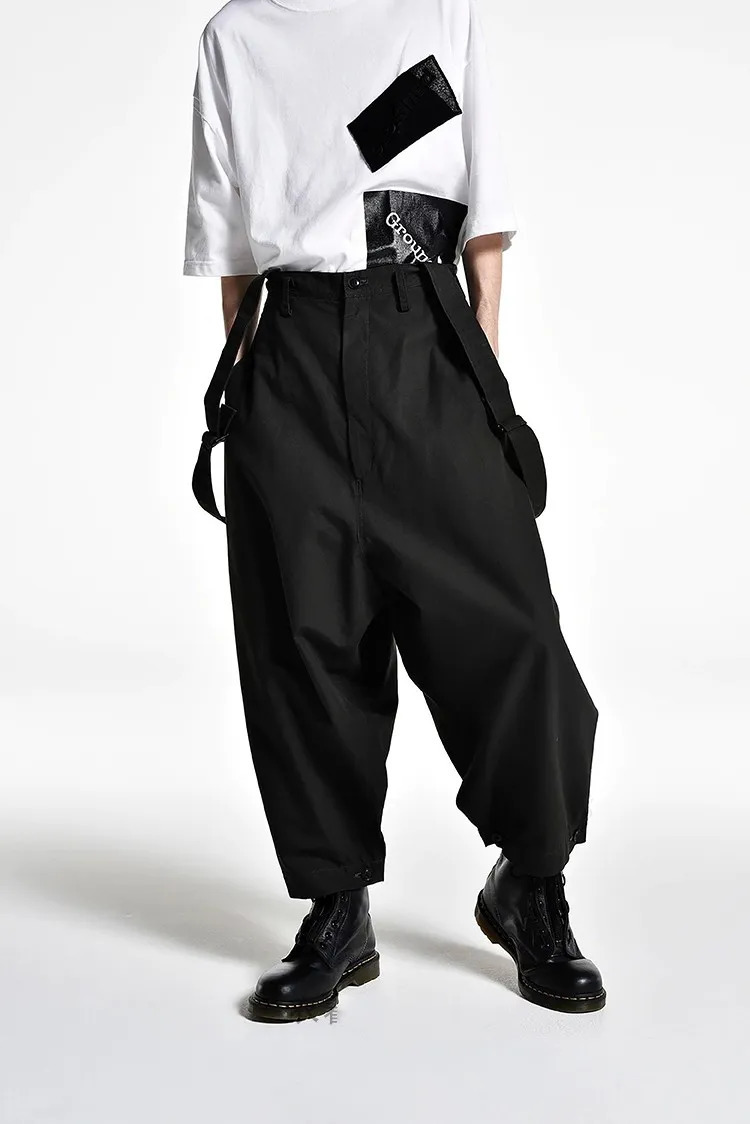 Men's Pants Men's spring and autumn wide leg pants overalls loose men's casual pants large size suspenders Japanese Yamamoto wind 23112