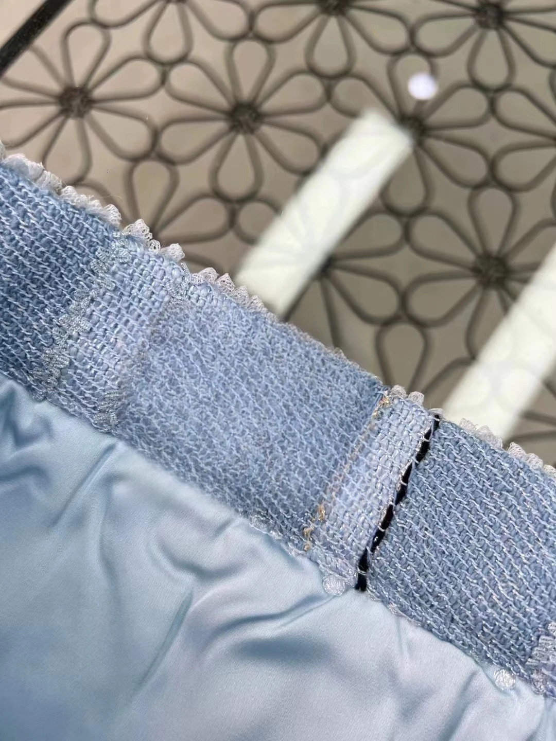 Skirts Women's Wool Tweed Short Skirt A-Sub Skirt Blue Plaid Autumn Winter 231129