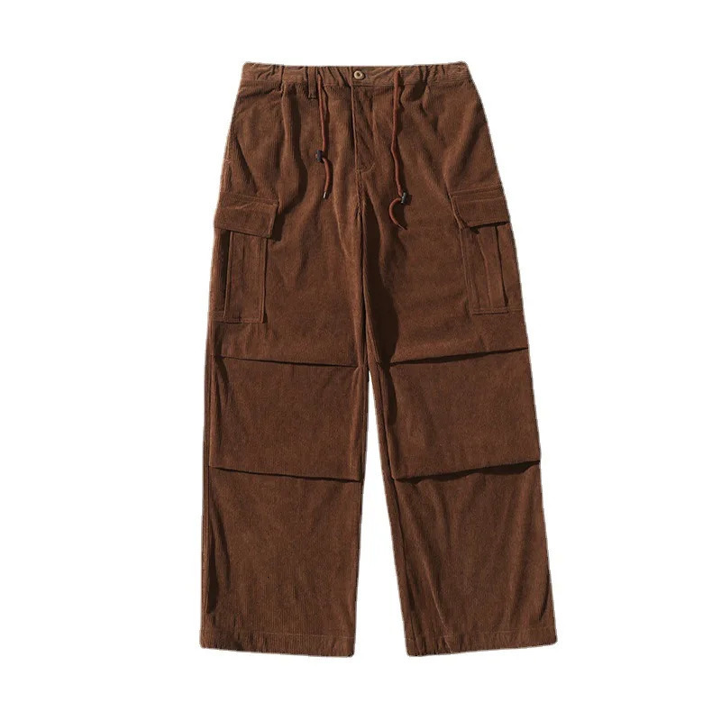Men's Pants Autumn Winter Corduroy Pants Men Fashion Oversize Pocket Cargo Trousers Streetwear Hip Hop Loose Straight Pants Male Joggers 231129