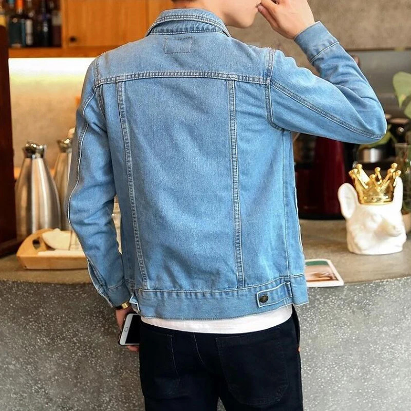 Men's Jackets Cotton Denim Jacket Men Casual Solid Color Lapel Single Breasted Jeans Jackets Young Fashion Slim Fit Hole Street Clothing 5XL 2311