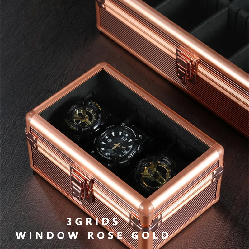 Watch Boxes Cases 1/3/5 Slots Aluminum Suitcase Case Display Storage Box Watch Storage Box Case Watch Bracket Clock Watch Clock Box Tool Box 231128