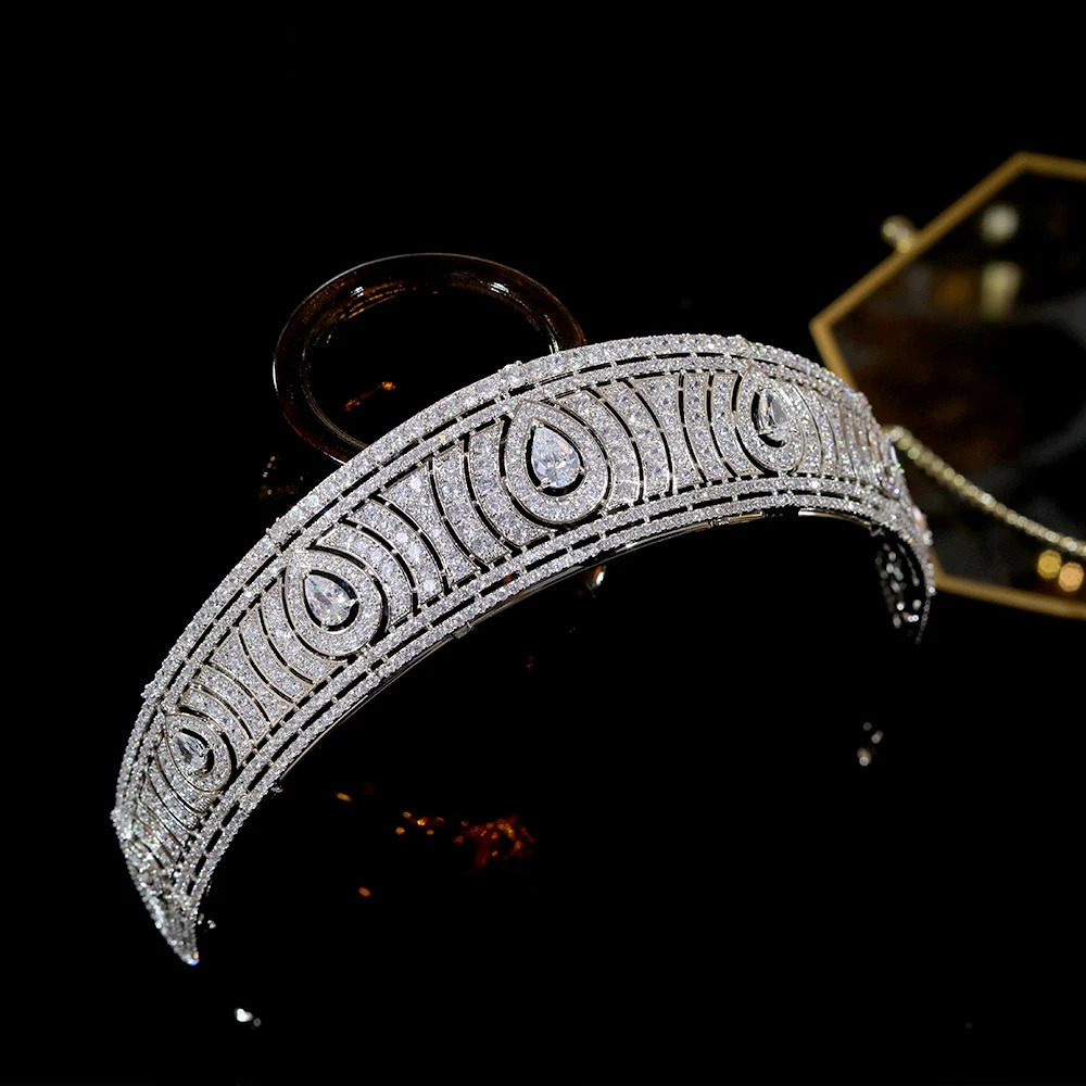 Wedding Hair Jewelry ASNORA European Classic Cubic Zirconia Tiara Royal Princess Wedding Headpiece Bridal Tiaras And Crowns Wedding Hair Accessories 2