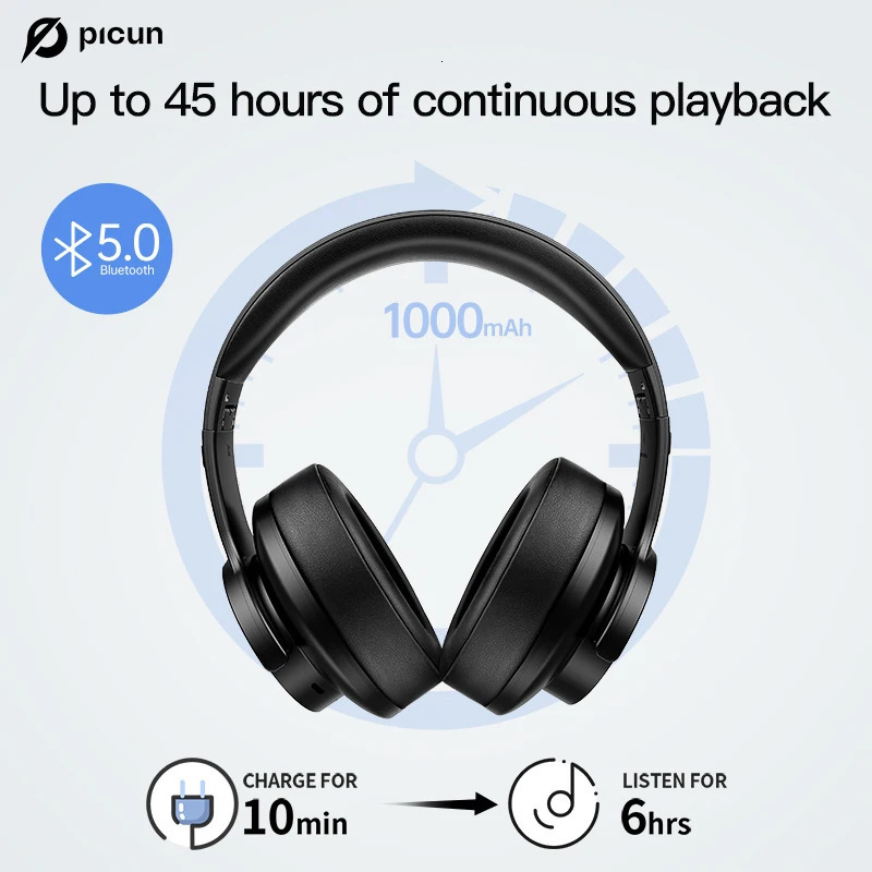 Headsets Picun B8 Bluetooth Headphones Over-Ear Foldable Wireless and Wired Stereo Headset Micro SD/TF for Cell Phone PC 231128