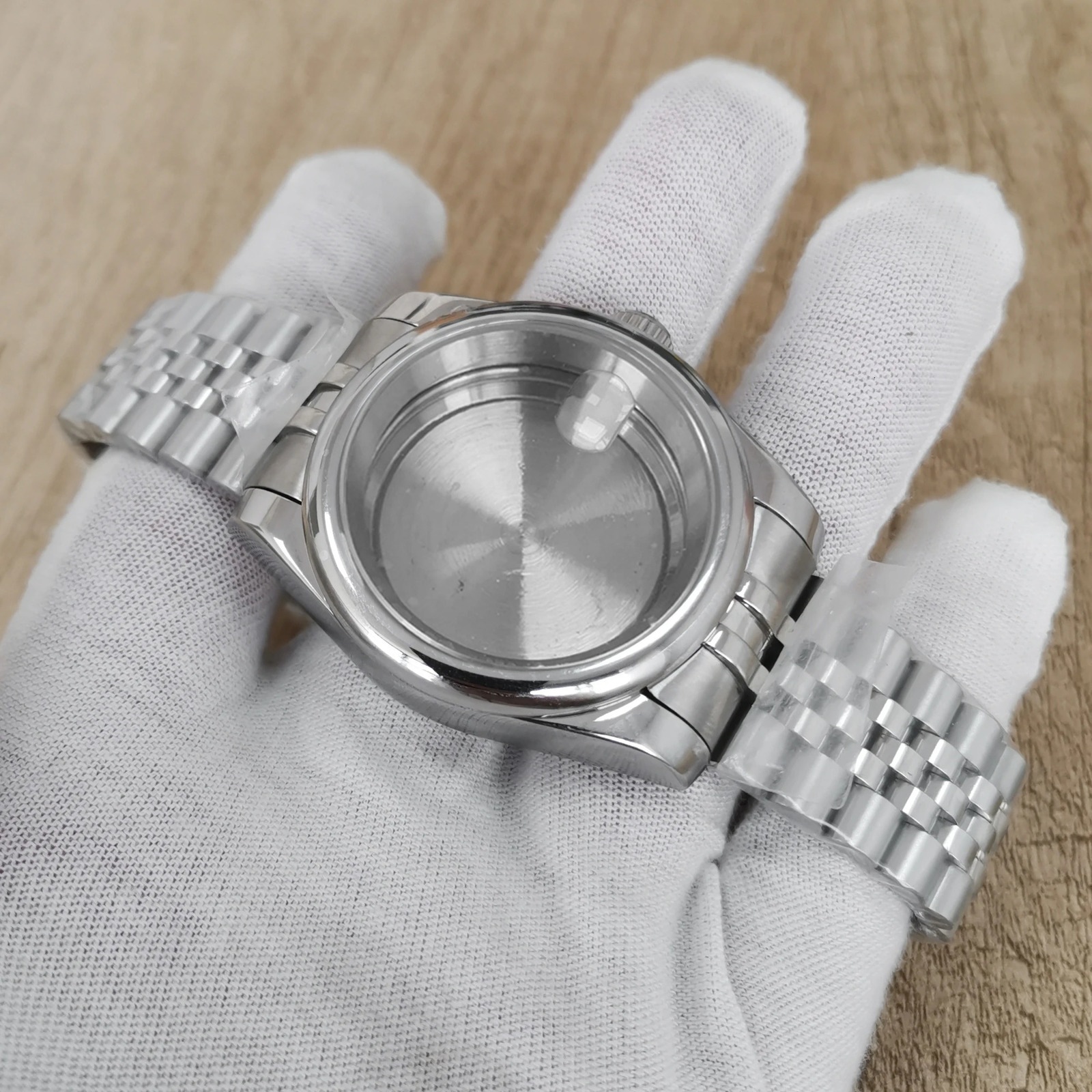 Watch Bands 39MM Steel Watch Case Five Baht Watch Band Strap Men's Watch Accessories for NH35/NH36/4R/7S Movement 231128