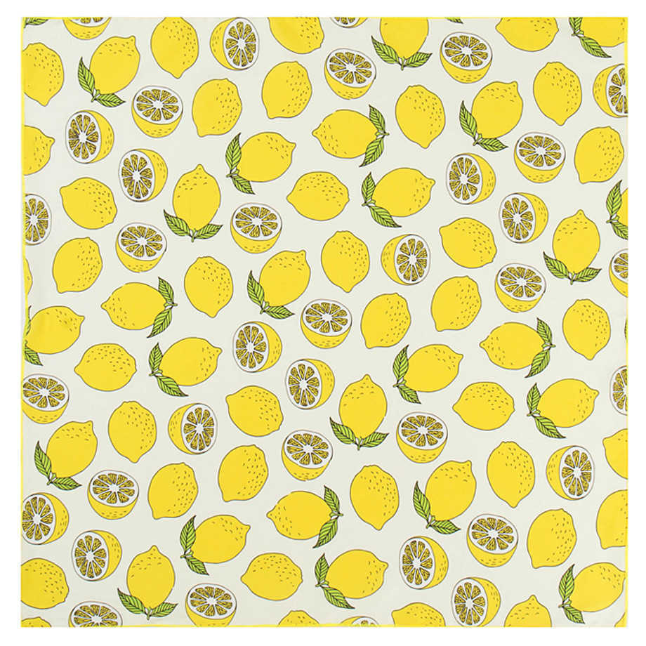 Scarves Bright Color Spring Summer Small Square Silk Scarf For Women Female Neck Scarfs Printed Lemon Hair Scarf Girls Kerchief 50X50CM J230428