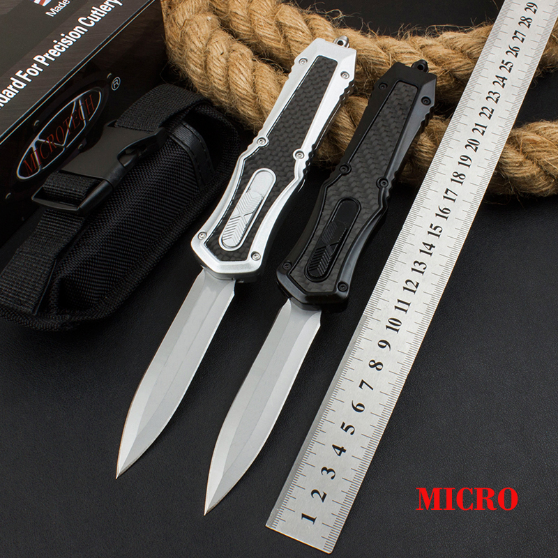 2023 NEW MICRO TECH OTF Automatic knife 440C Blade Zinc alloy inlaid carbon fiber Handle camping outdoor self-defense tactics EDC Pocket Knives UT85 UT88 AUTO knifes
2023 NEW MICRO TECH OTF Automatic knife 440C Blade Zinc alloy inlaid carbon fiber Handle camping outdoor self-defense tactics EDC Pocket Knives UT85 UT88 AUTO knifes