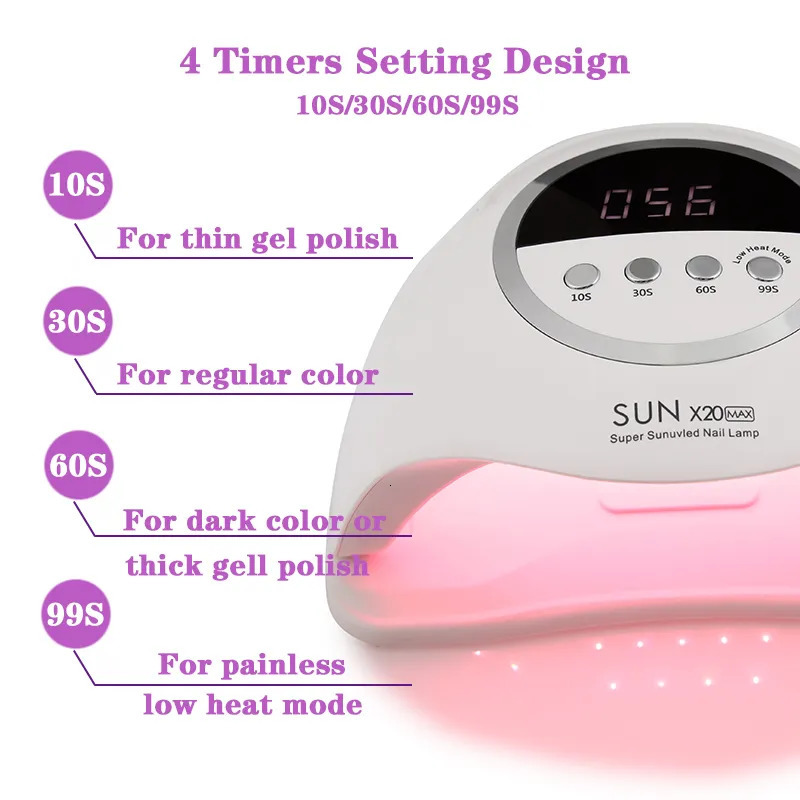 Nail Dryers 320W SUN X20MAX Dryer Machine 72 LEDs UV LED Lamp for Nails Gel Polish Curing Manicure 10306099s Timer LCD Display 231128