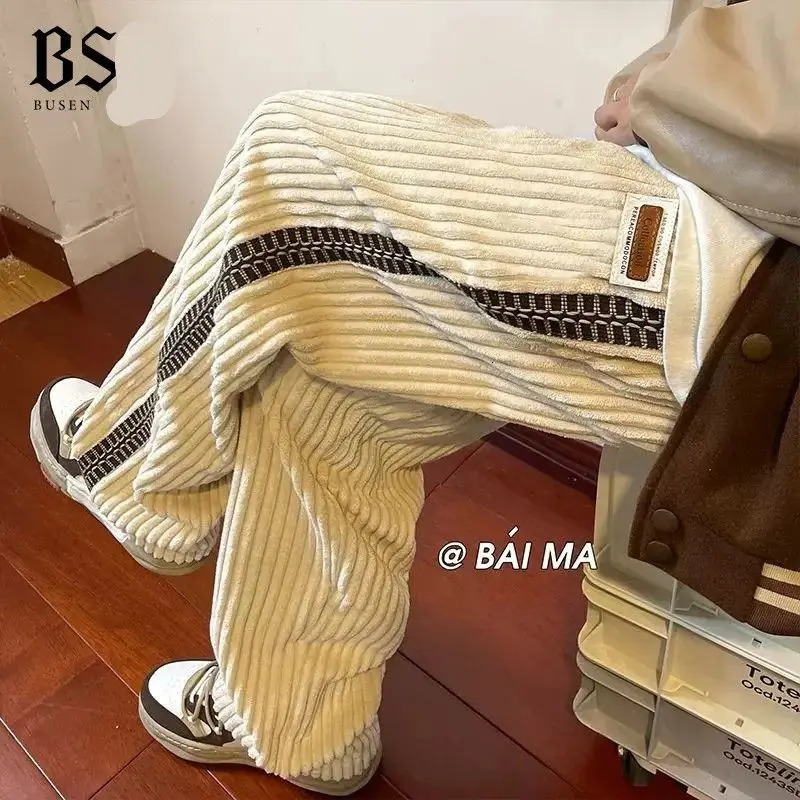 Men's Pants Corduroy pants men's autumn and winter loose straight floor-length mopping pants trendy versatile casual trousers y2k pants emo 