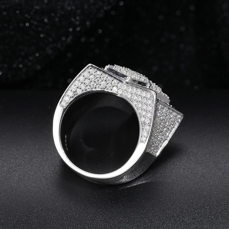 Wedding Rings Fine Jewelry VVS1 With Certificate Star For Men 925 Sterling Silver Hip Hop 231129