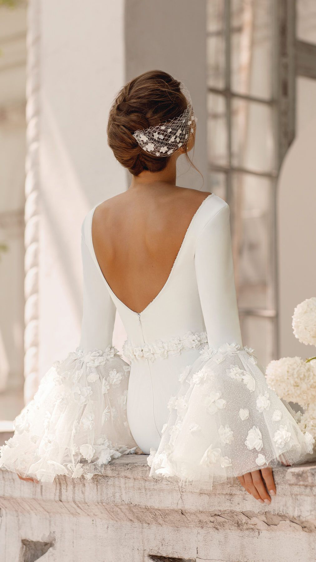 Elegant Mermaid Wedding Dresses V Neck D Wers Bridal Gowns Vestido Novia Puff Long Sleeve Bride Dress