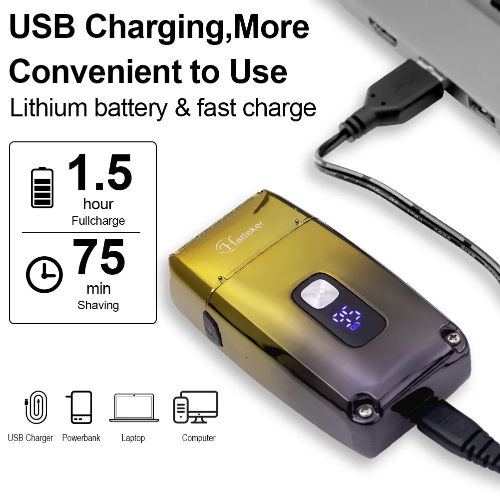 Electric Shavers Rechargeable Hair Beard Electric Shaver For Men Powerful Electric Razor Head Bald Shaving Machine Wet Dry 3-Blade Shave System 231128