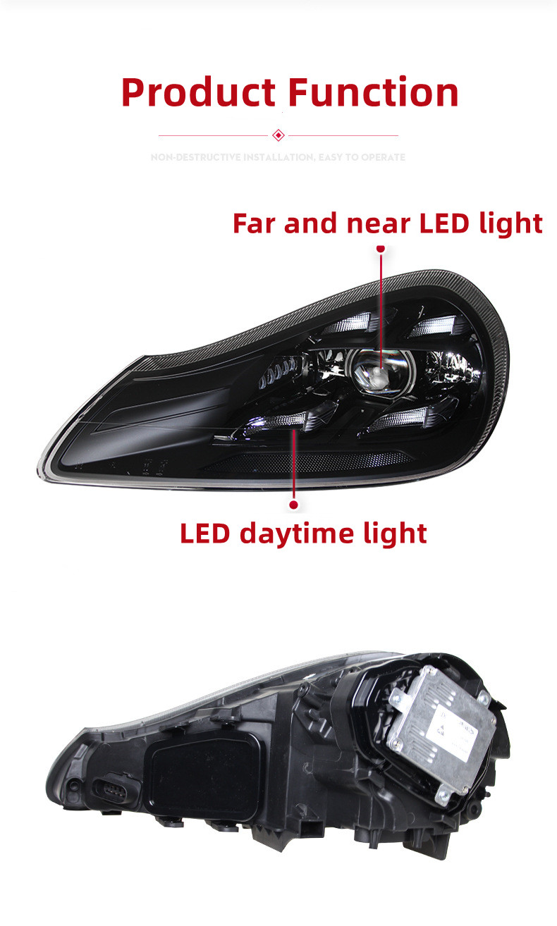 Headlight Assembly For Porsche Cayenne 957 2007-2010 LED Headlight DRL High Low Beam Upgrade Head Lamp Accessories