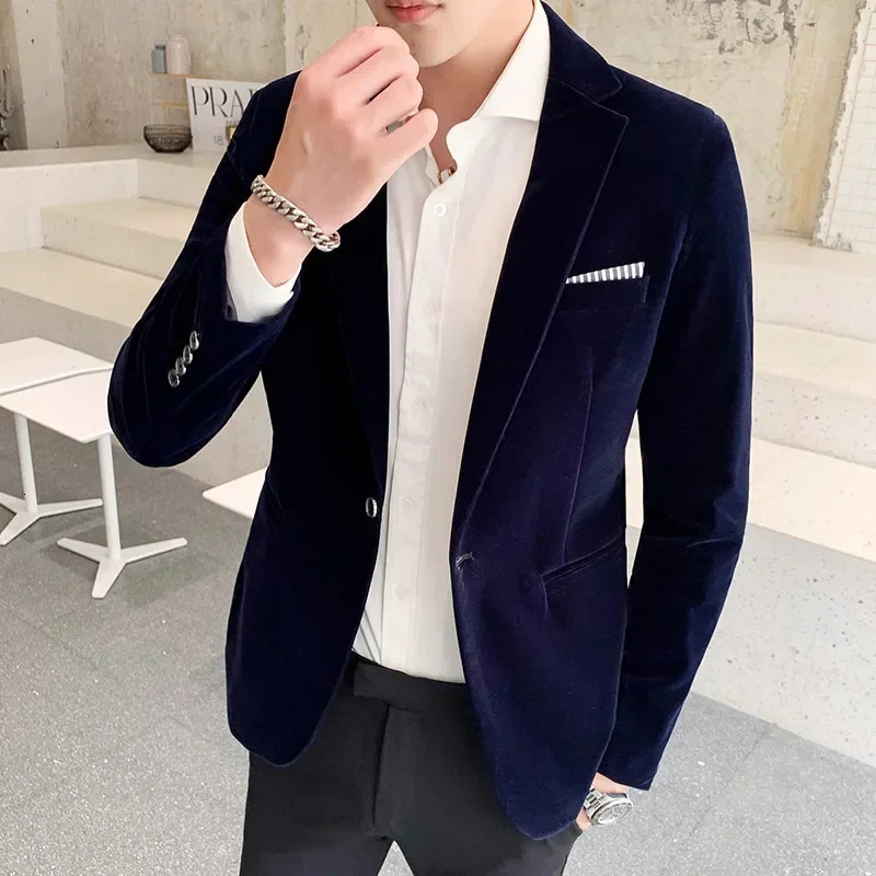 Men's Suits Blazers Clothing Men Golden Velvet SuitMale slim High Quality Business BlazersGroom's Wedding Dress Jacket S5XL 231128