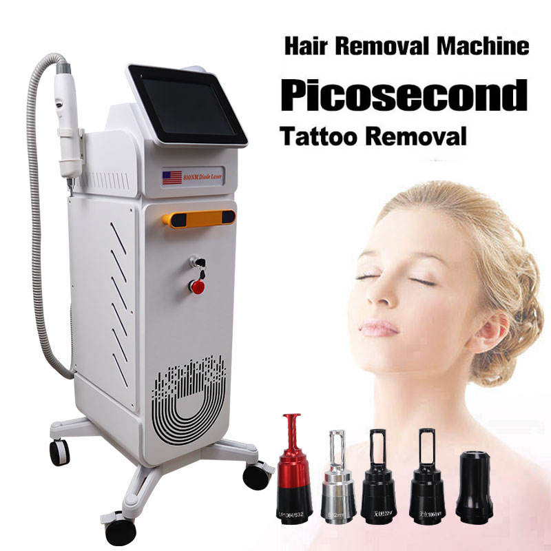 Advanced 810nm Diode Laser Hair Remove + Five Wavelength Picosecond Laser Tattoo Eyebrow Washing Black Doll Treatment Skin Whitening Instrument