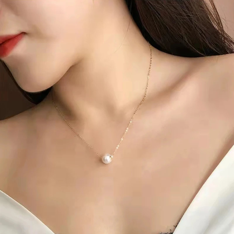 Chokers MUZHI Real 18K Gold Necklace Natural Freshwater Pearl Pendant Pure AU750 OChain Fine Jewelry for Women Wedding Gift PN020 231129