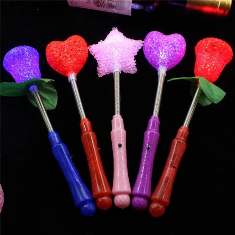 LED Light Up Rice Particed Spring Star Rose Shaking Glow Stick For Party Wedding Decoration Toys