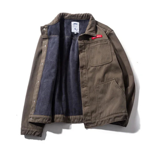 Men's Jackets Fashion Outdoor Men Thickened Fleece Denim Jacket Streetwear Winter Autumn Warm Casual Men Clothing Jacket 231129